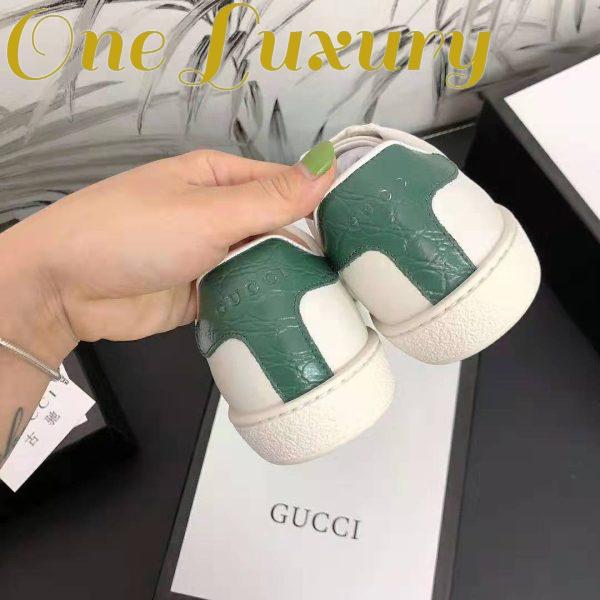 Replica Gucci Unisex Ace Leather Sneaker White Leather with Green Crocodile Detail 8