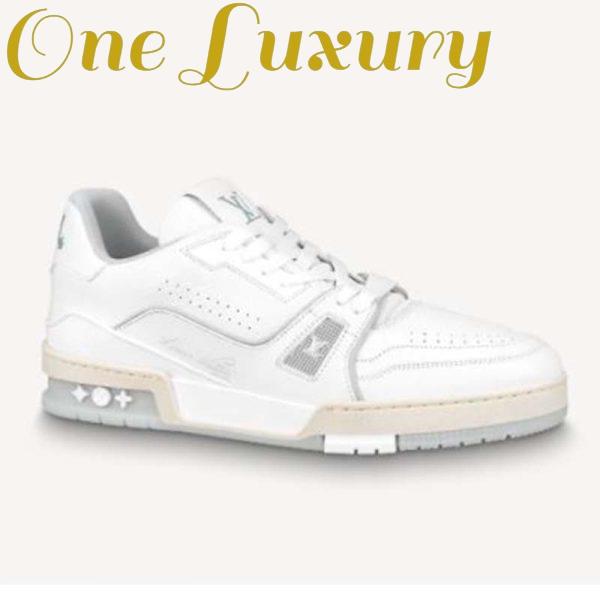Replica Louis Vuitton LV Unisex LV Trainer Sneaker White Grained Calf Leather Rubber Outsole