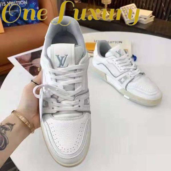 Replica Louis Vuitton LV Unisex LV Trainer Sneaker White Grained Calf Leather Rubber Outsole 7