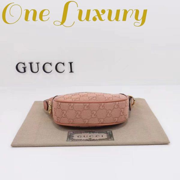 Replica Gucci Women Ophidia GG Mini Bag Pink Canvas Double G Rose Gold Hardware 7