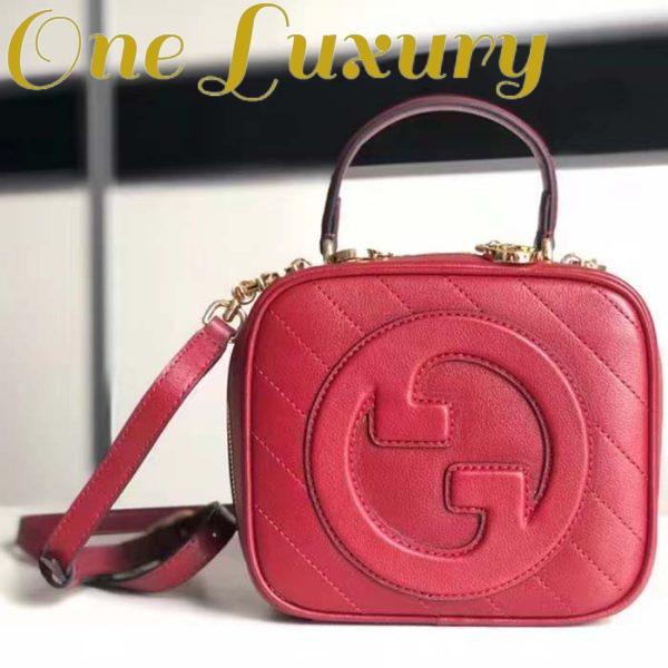 Replica Gucci Women GG Blondie Top Handle Bag Red Leather Round Interlocking G 3