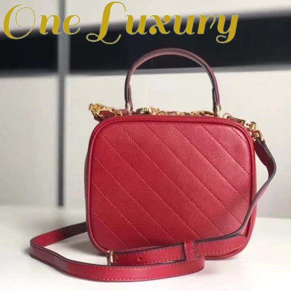 Replica Gucci Women GG Blondie Top Handle Bag Red Leather Round Interlocking G 4