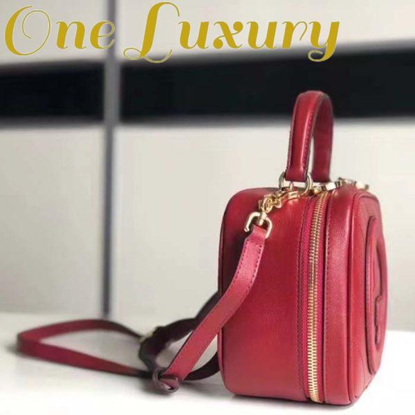 Replica Gucci Women GG Blondie Top Handle Bag Red Leather Round Interlocking G 5