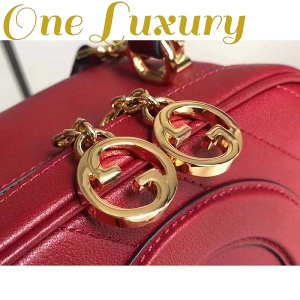 Replica Gucci Women GG Blondie Top Handle Bag Red Leather Round Interlocking G 8