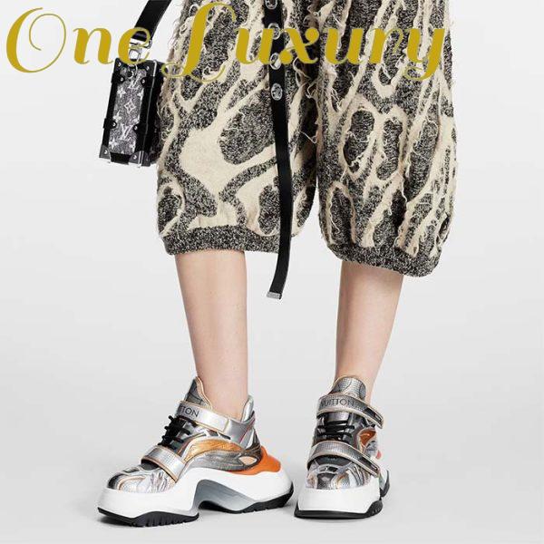 Replica Louis Vuitton Women LV Archlight 2.0 Platform Sneaker Orange Silver 5 Cm Heel 14