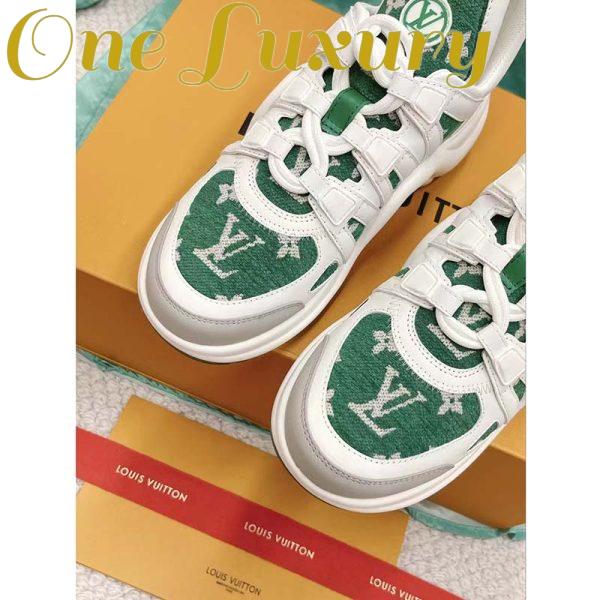Replica Louis Vuitton Women LV Archlight Sneaker Green Monogram Velvet Oversized Rubber 5 Cm Heel 5