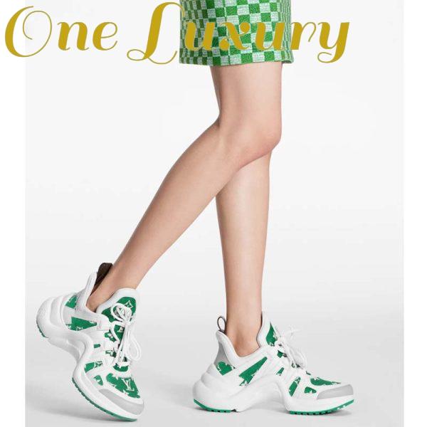 Replica Louis Vuitton Women LV Archlight Sneaker Green Monogram Velvet Oversized Rubber 5 Cm Heel 8
