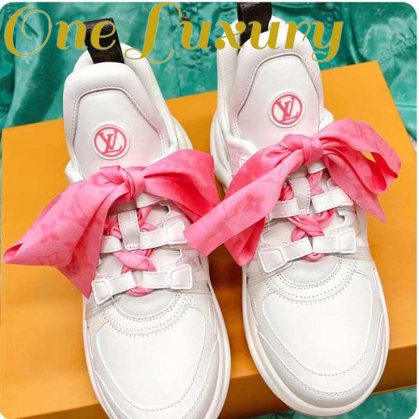 Replica Louis Vuitton Women LV Archlight Sneaker Pink Mix Materials Monogram Ribbon Laces 4
