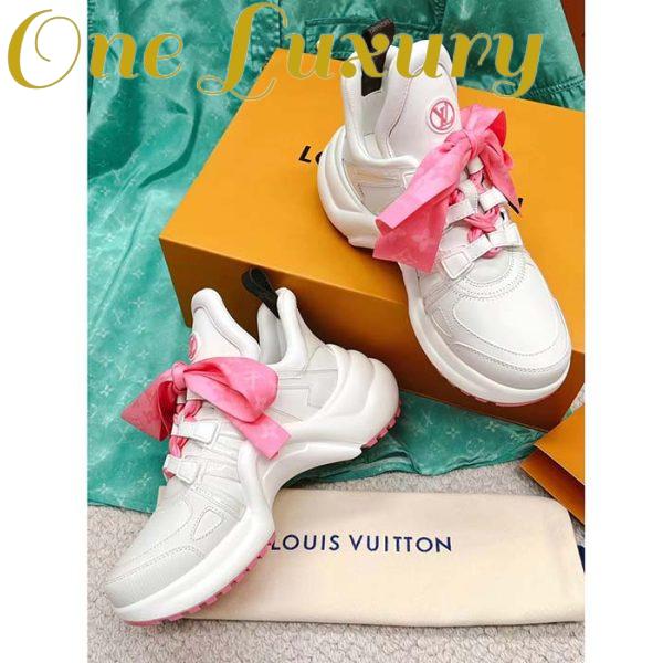 Replica Louis Vuitton Women LV Archlight Sneaker Pink Mix Materials Monogram Ribbon Laces 6