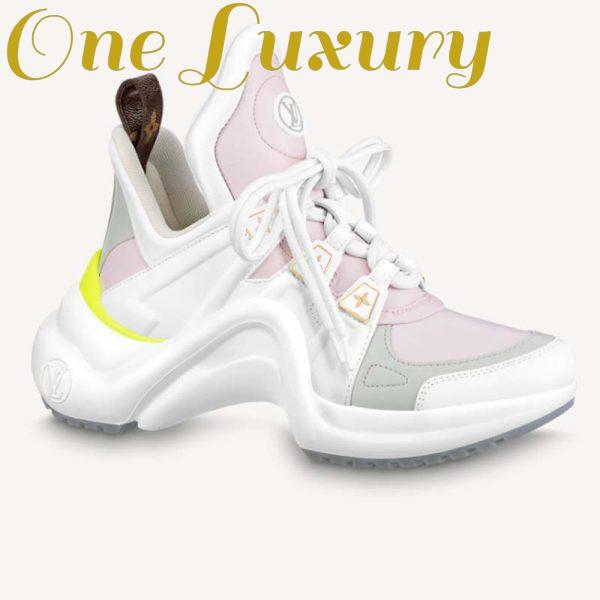 Replica Louis Vuitton Women LV Archlight Sneaker Rose Clair Pink Lambskin Oversized Rubber Outsole