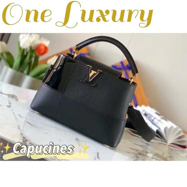 Replica Louis Vuitton Women Capucines BB Handbag Noir Taurillon Calfskin Karung Leather 3