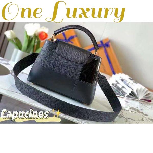 Replica Louis Vuitton Women Capucines BB Handbag Noir Taurillon Calfskin Karung Leather 6