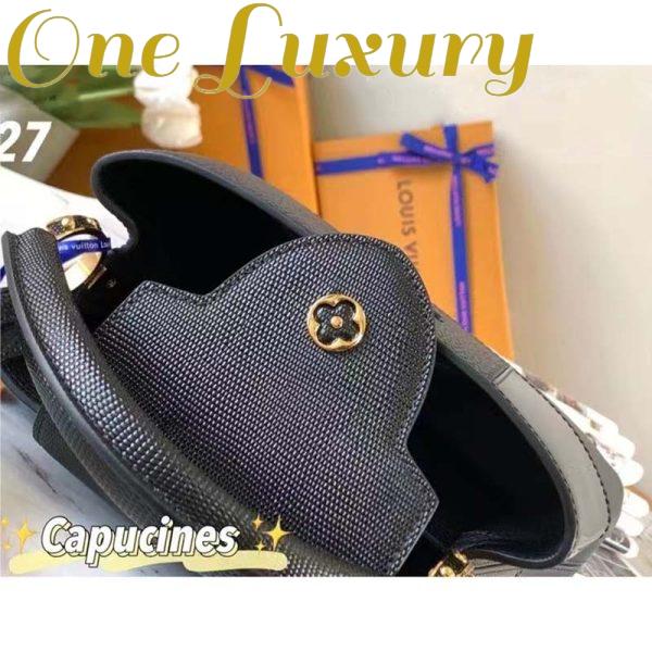 Replica Louis Vuitton Women Capucines BB Handbag Noir Taurillon Calfskin Karung Leather 9
