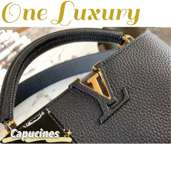 Replica Louis Vuitton Women Capucines BB Handbag Noir Taurillon Calfskin Karung Leather 10