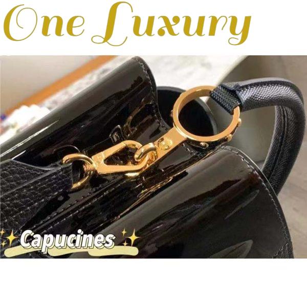 Replica Louis Vuitton Women Capucines BB Handbag Noir Taurillon Calfskin Karung Leather 11