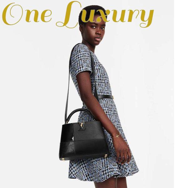 Replica Louis Vuitton Women Capucines BB Handbag Noir Taurillon Calfskin Karung Leather 14