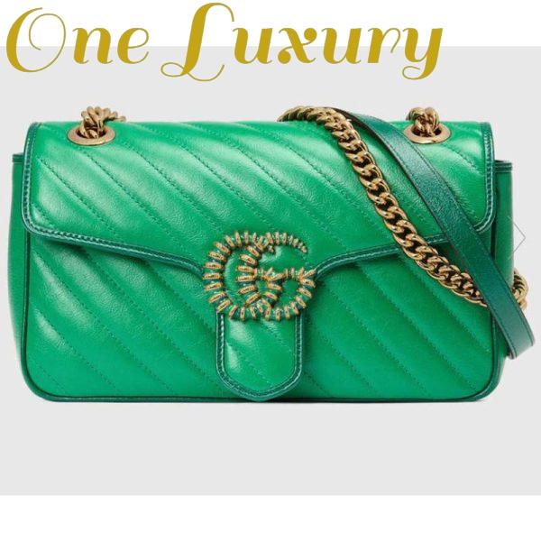 Replica Gucci Women GG Marmont Small Shoulder Bag Bright Green Diagonal Diagonal Matelassé Leather
