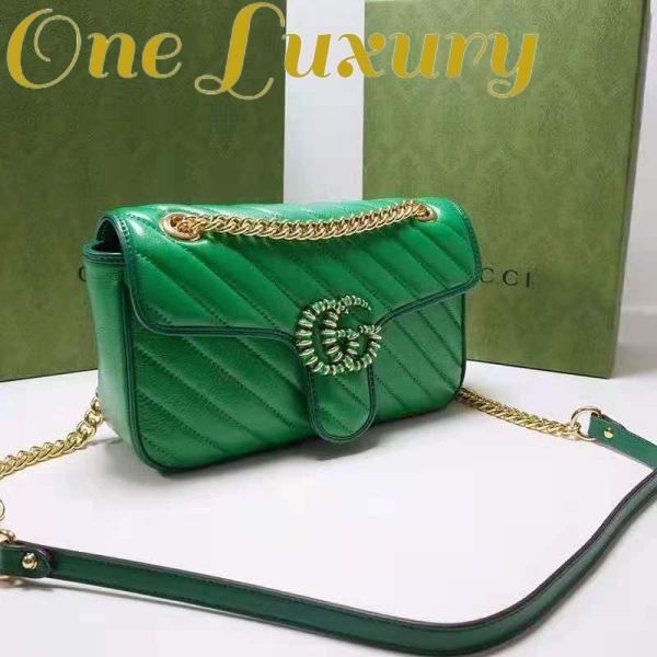 Replica Gucci Women GG Marmont Small Shoulder Bag Bright Green Diagonal Diagonal Matelassé Leather 4