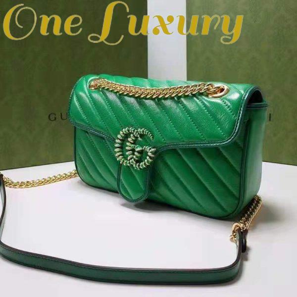 Replica Gucci Women GG Marmont Small Shoulder Bag Bright Green Diagonal Diagonal Matelassé Leather 5