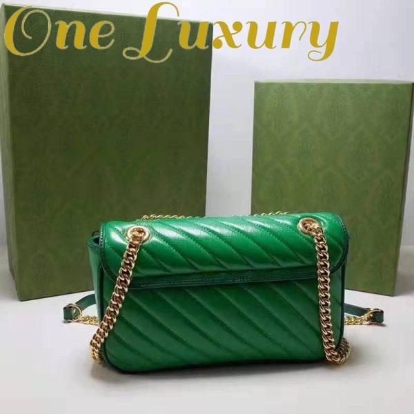 Replica Gucci Women GG Marmont Small Shoulder Bag Bright Green Diagonal Diagonal Matelassé Leather 6