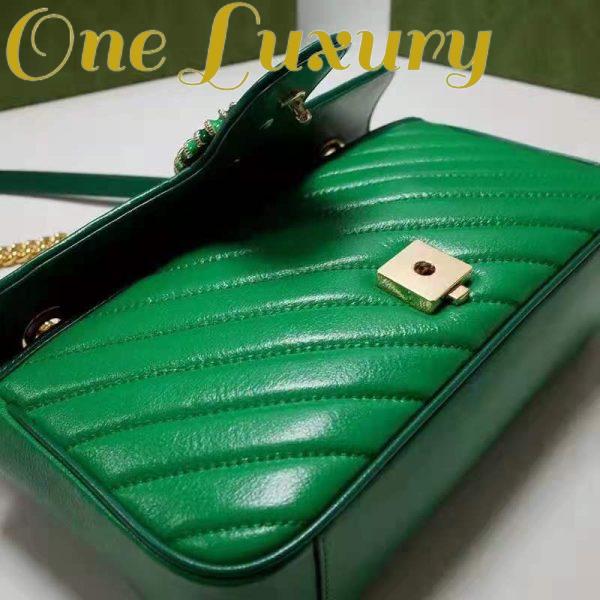 Replica Gucci Women GG Marmont Small Shoulder Bag Bright Green Diagonal Diagonal Matelassé Leather 8