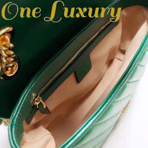 Replica Gucci Women GG Marmont Small Shoulder Bag Bright Green Diagonal Diagonal Matelassé Leather 9