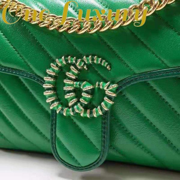 Replica Gucci Women GG Marmont Small Shoulder Bag Bright Green Diagonal Diagonal Matelassé Leather 10
