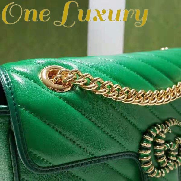 Replica Gucci Women GG Marmont Small Shoulder Bag Bright Green Diagonal Diagonal Matelassé Leather 11