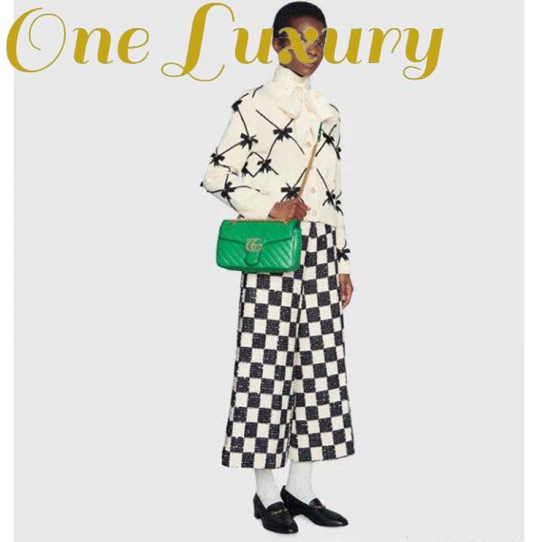 Replica Gucci Women GG Marmont Small Shoulder Bag Bright Green Diagonal Diagonal Matelassé Leather 12