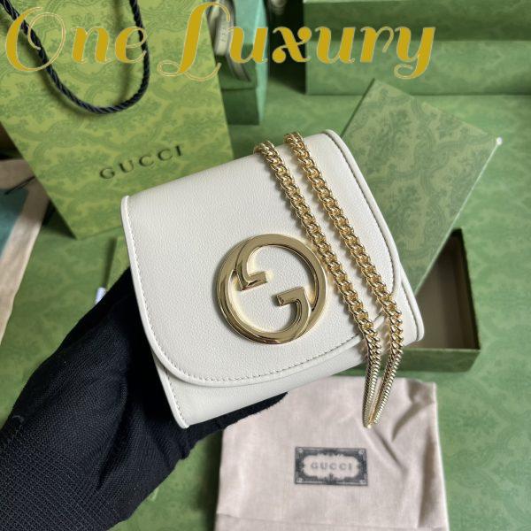 Replica Gucci Women GG Blondie Medium Chain Wallet White Leather Round Interlocking G 3