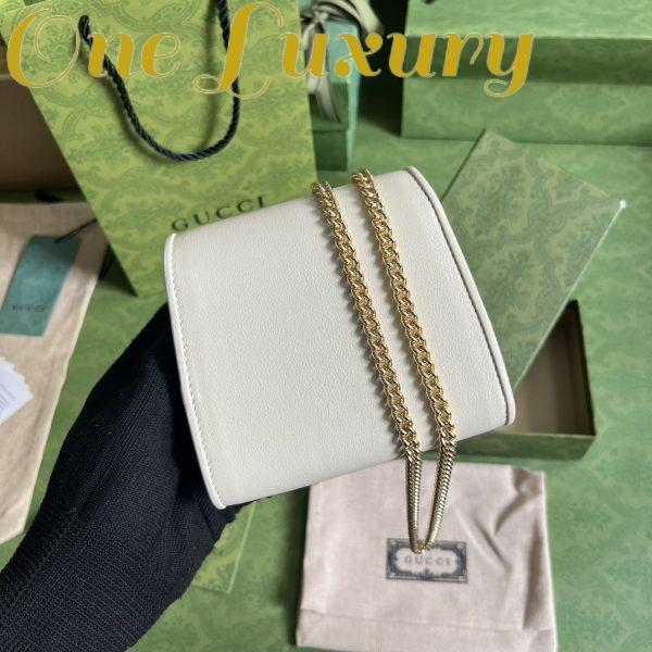 Replica Gucci Women GG Blondie Medium Chain Wallet White Leather Round Interlocking G 4