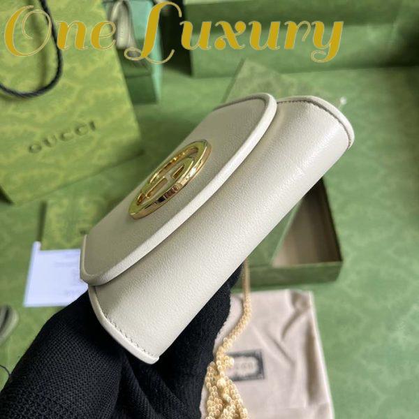 Replica Gucci Women GG Blondie Medium Chain Wallet White Leather Round Interlocking G 7