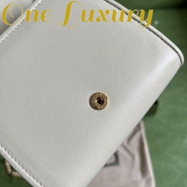 Replica Gucci Women GG Blondie Medium Chain Wallet White Leather Round Interlocking G 10