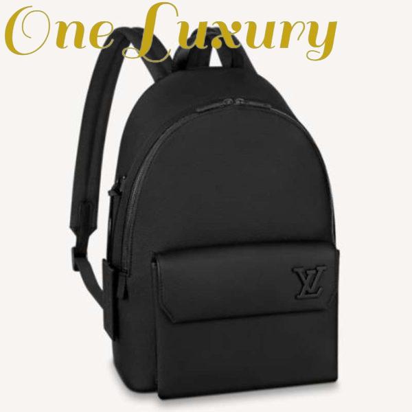 Replica Louis Vuitton LV Unisex Aerogram Backpack Black Grained Calf Cowhide Leather 2