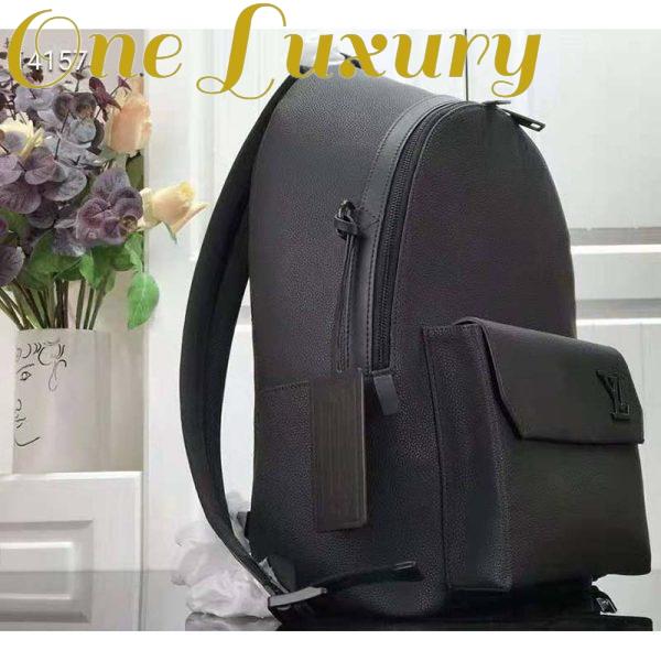 Replica Louis Vuitton LV Unisex Aerogram Backpack Black Grained Calf Cowhide Leather 3