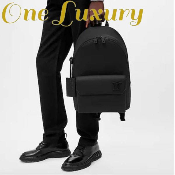 Replica Louis Vuitton LV Unisex Aerogram Backpack Black Grained Calf Cowhide Leather 11