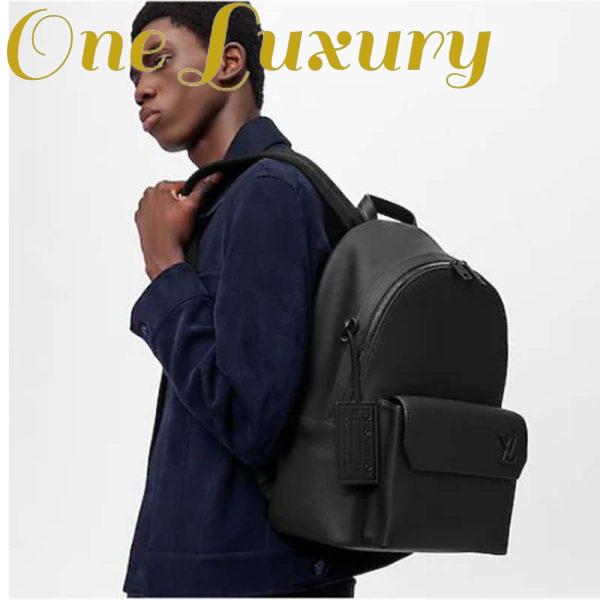 Replica Louis Vuitton LV Unisex Aerogram Backpack Black Grained Calf Cowhide Leather 12