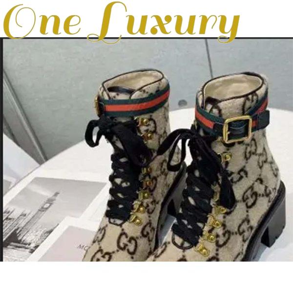 Replica Gucci Women Gucci Zumi GG Wool Ankle Boot Beige Ebony GG Wool 11