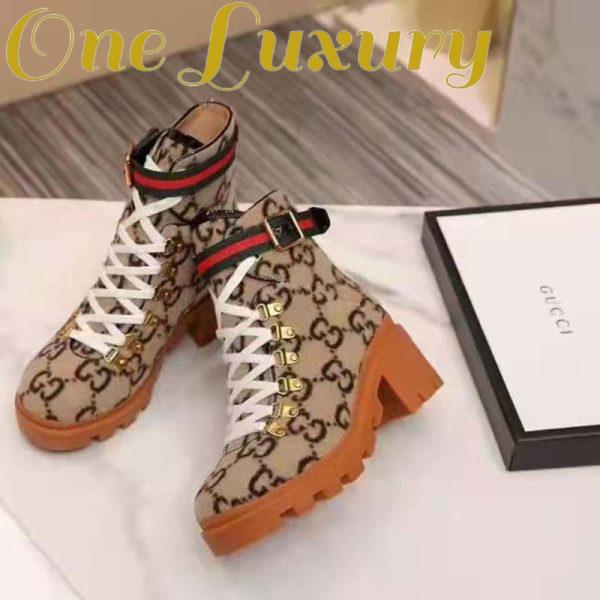 Replica Gucci Women Gucci Zumi GG Wool Ankle Boot in Beige and Ebony GG Wool 5