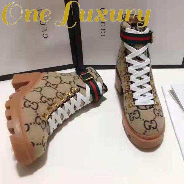 Replica Gucci Women Gucci Zumi GG Wool Ankle Boot in Beige and Ebony GG Wool 6