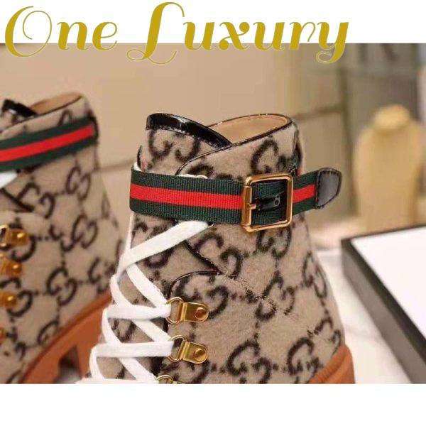 Replica Gucci Women Gucci Zumi GG Wool Ankle Boot in Beige and Ebony GG Wool 10