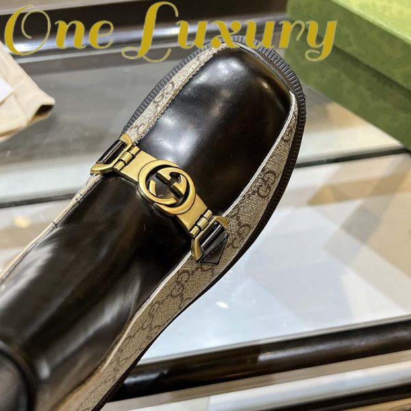 Replica Gucci Women Interlocking G Horsebit Boot Beige Ebony GG Supreme Canvas Mid-Heel 6