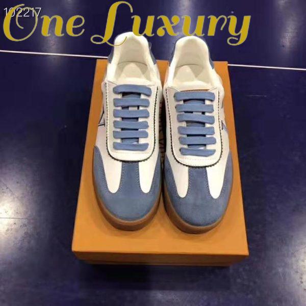Replica Louis Vuitton LV Women LV Frontrow Sneaker in Calf Leather and Suede Calf Leather-Blue 3