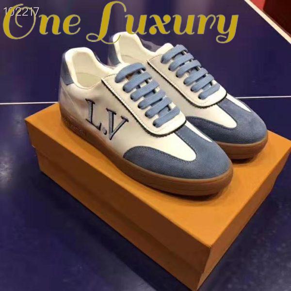 Replica Louis Vuitton LV Women LV Frontrow Sneaker in Calf Leather and Suede Calf Leather-Blue 4