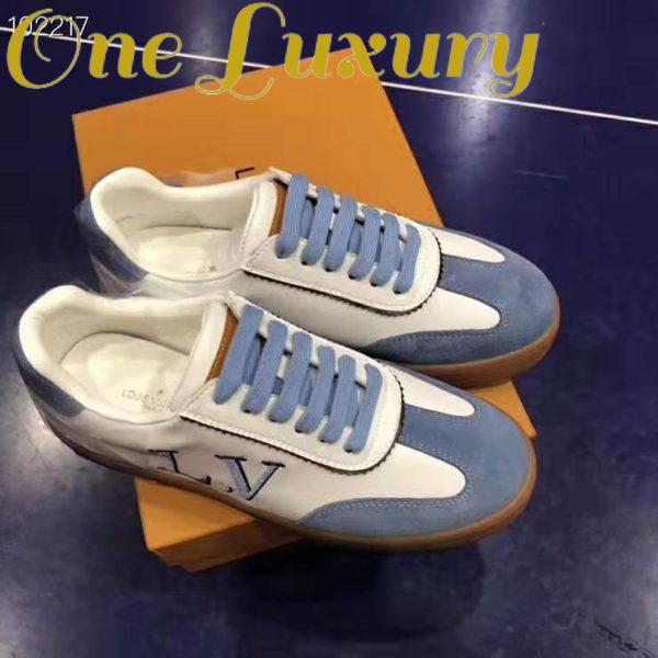 Replica Louis Vuitton LV Women LV Frontrow Sneaker in Calf Leather and Suede Calf Leather-Blue 5