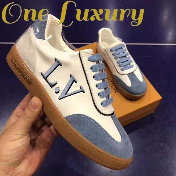 Replica Louis Vuitton LV Women LV Frontrow Sneaker in Calf Leather and Suede Calf Leather-Blue 7