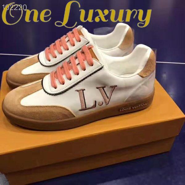 Replica Louis Vuitton LV Women LV Frontrow Sneaker in Calf Leather and Suede Calf Leather-Pink 5