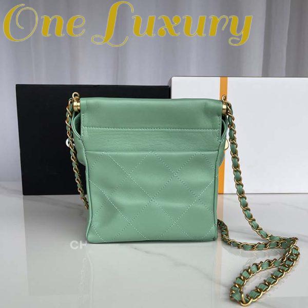 Replica Chanel Women CC Small Bucket Bag Lambskin Resin Gold-Tone Metal Light Green 6
