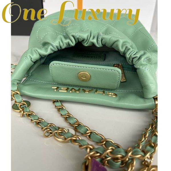 Replica Chanel Women CC Small Bucket Bag Lambskin Resin Gold-Tone Metal Light Green 7