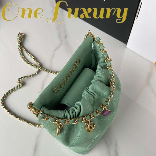 Replica Chanel Women CC Small Bucket Bag Lambskin Resin Gold-Tone Metal Light Green 8